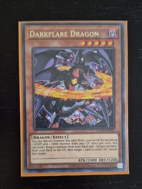 Yu-Gi-Oh! Darkflare Dragon Trading Card — Black & Orange Artwork